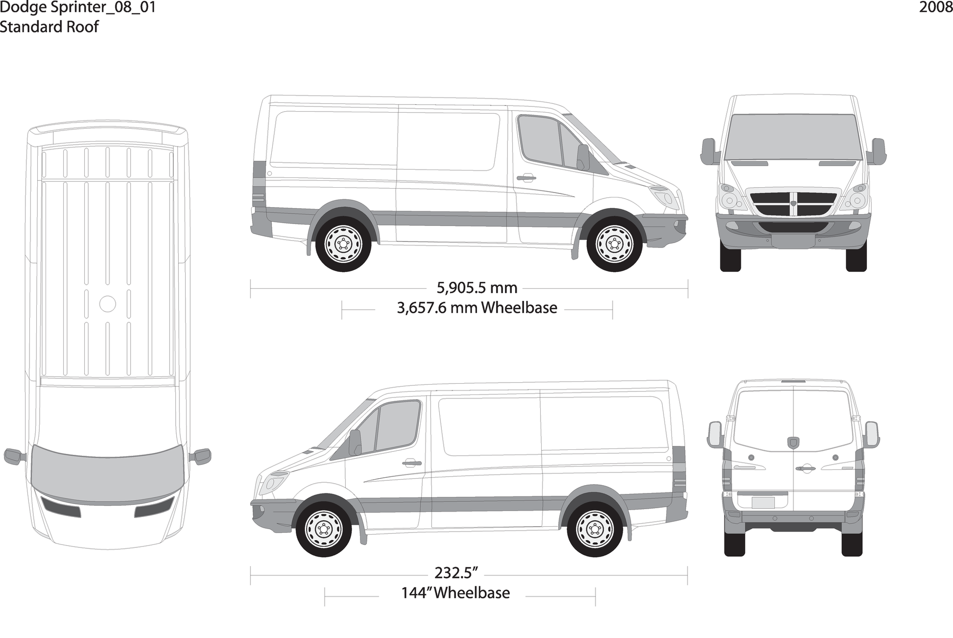 2008 Dodge Sprinter V01 Vehicle Wrap Template