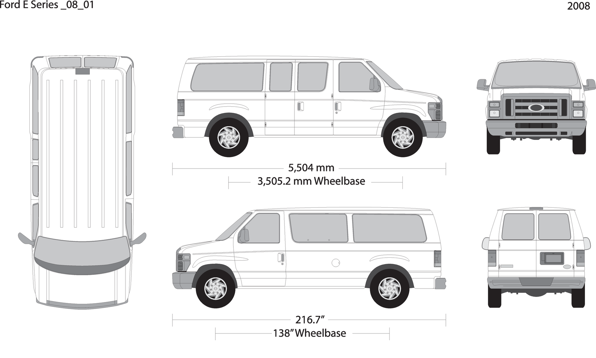 2008 Ford E Series V01 Vehicle Wrap Template