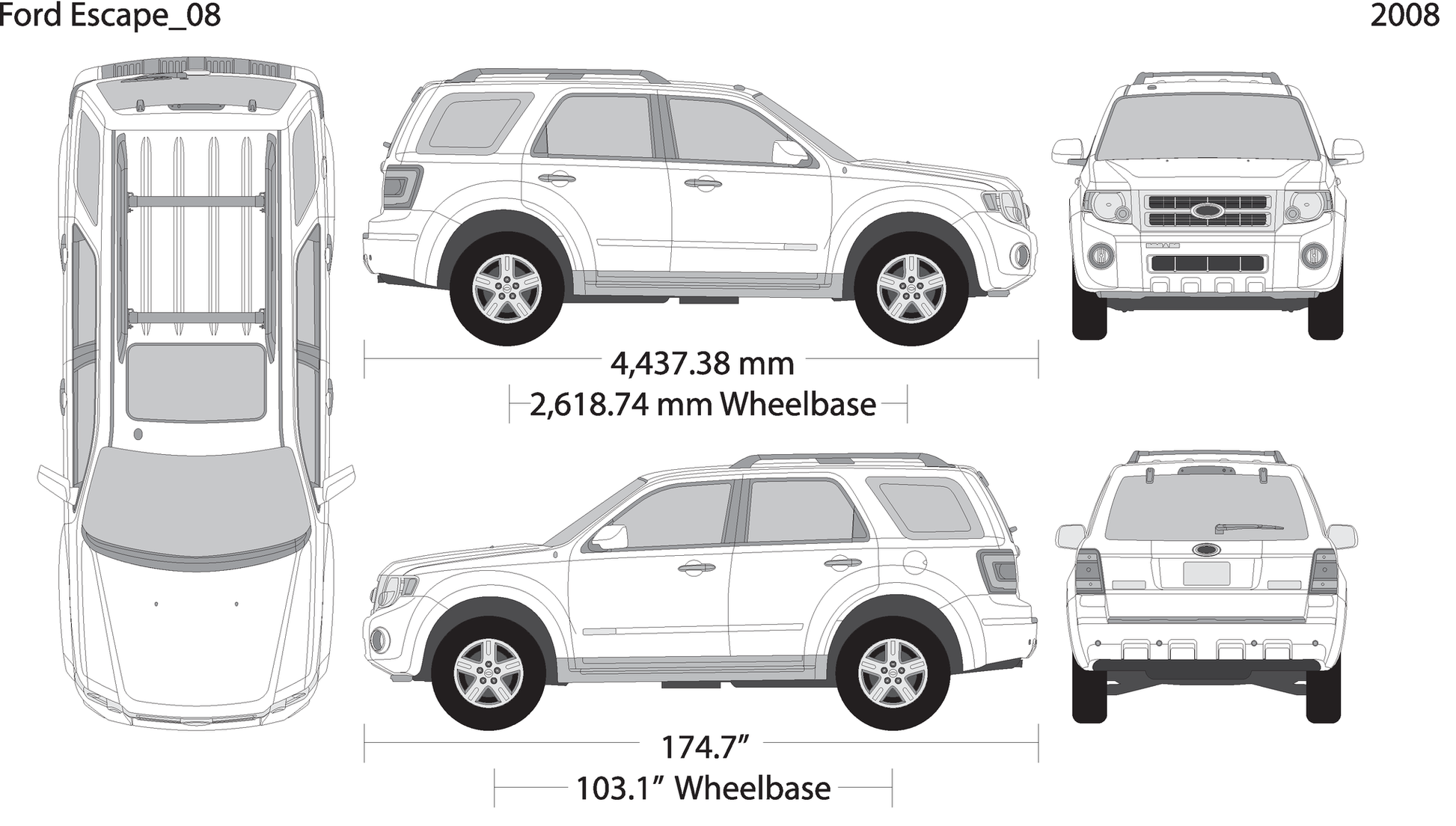 2008 Ford Escape V08 Vehicle Wrap Template