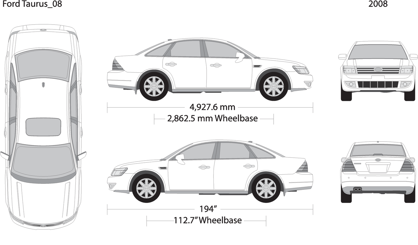 2008 Ford Taurus V08 Vehicle Wrap Template
