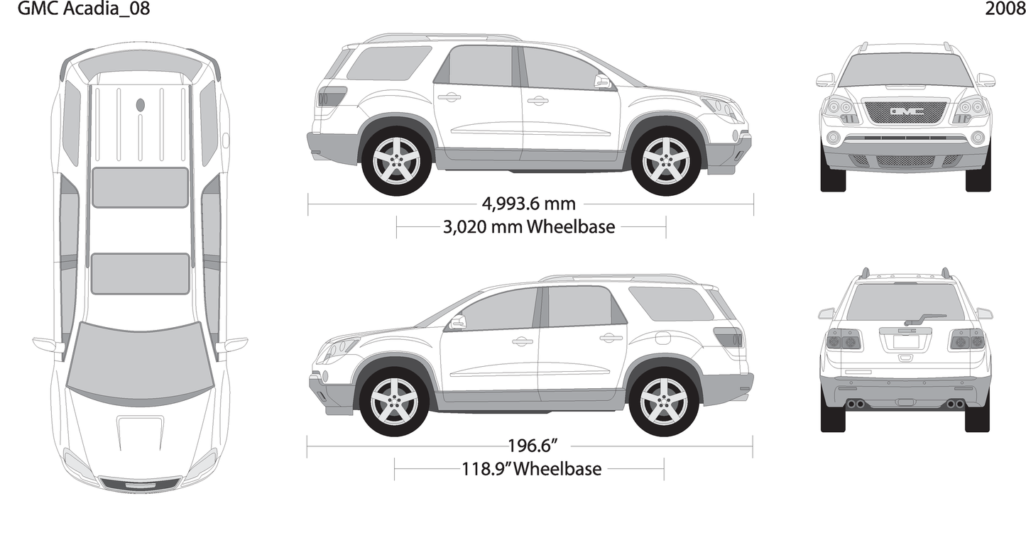 2008 Gmc Acadia V08 Vehicle Wrap Template