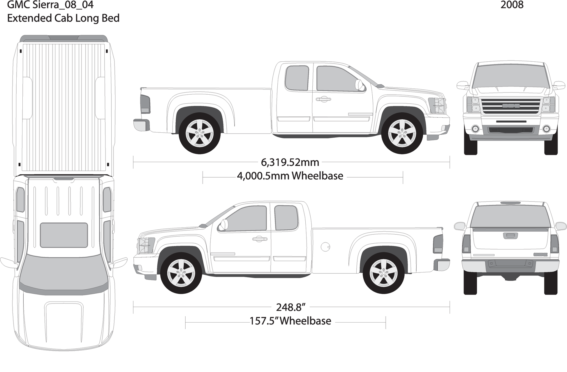 2008 Gmc Sierra 1500 V04 Vehicle Wrap Template
