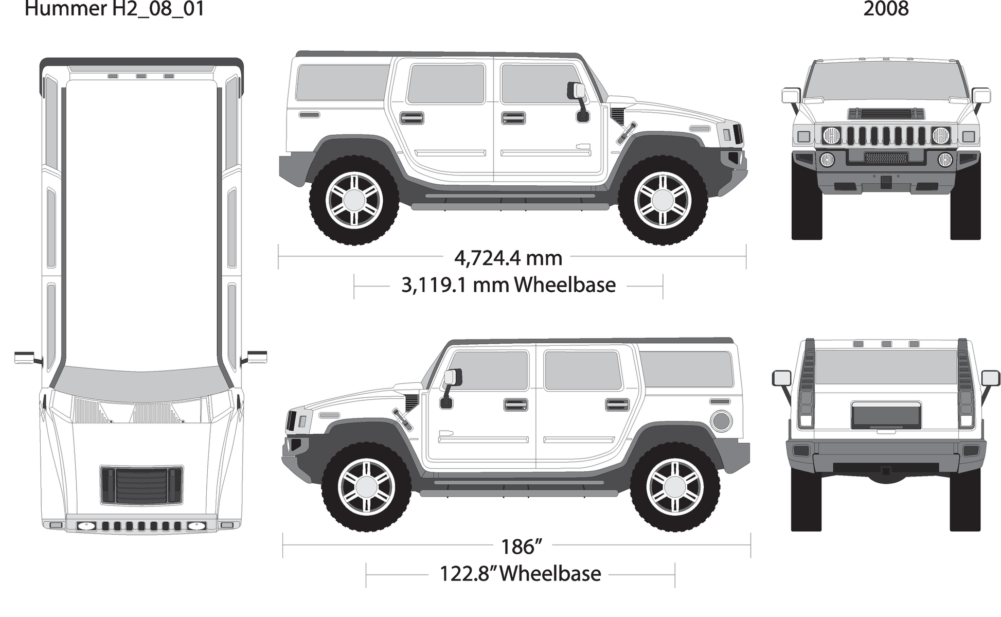 2008 Hummer H2 V01 Vehicle Wrap Template