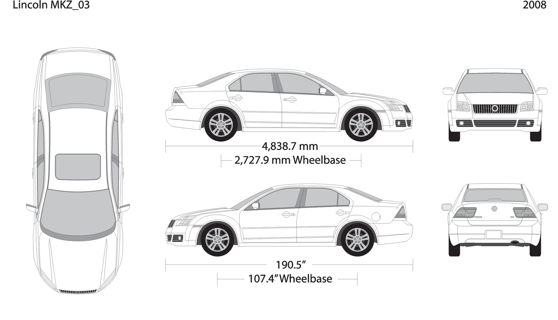 2008 Lincoln Mkz V03 Vehicle Wrap Template