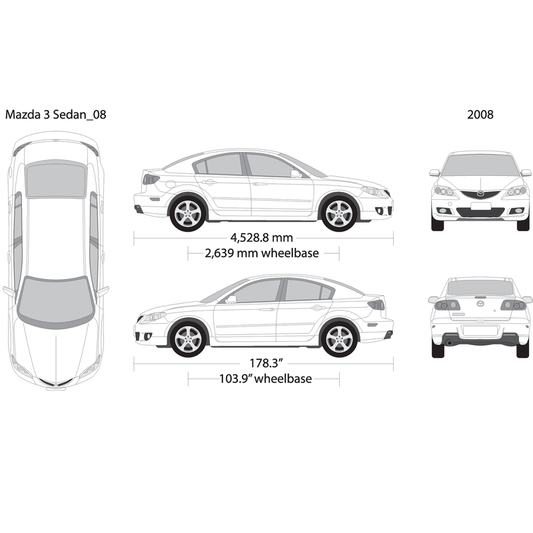 2008 Mazda Mazda 3 Sedan V02 Vehicle Wrap Template