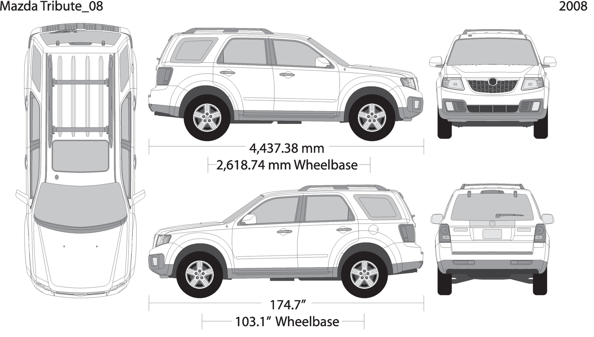 2008 Mazda Tribute V08 Vehicle Wrap Template