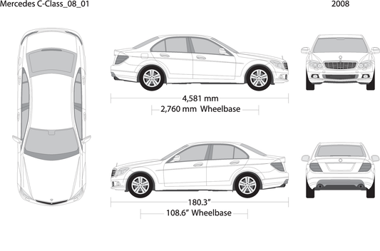 2008 Mercedes C Class V01 Vehicle Wrap Template