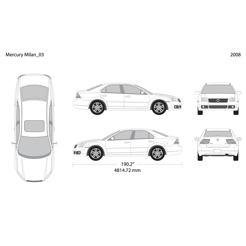 2008 Mercury Milan V03 Vehicle Wrap Template