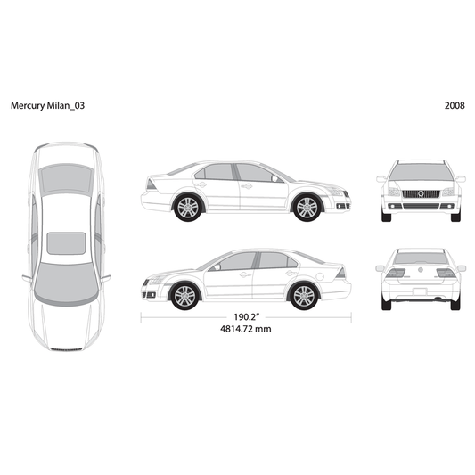 2008 Mercury Milan V03 Vehicle Wrap Template