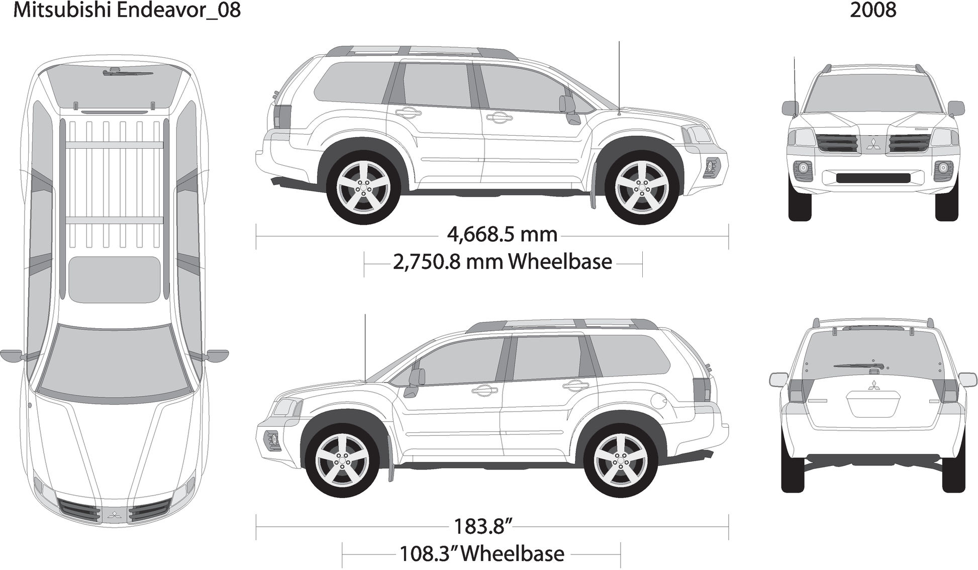 2008 Mitsubishi Endeavor V08 Vehicle Wrap Template