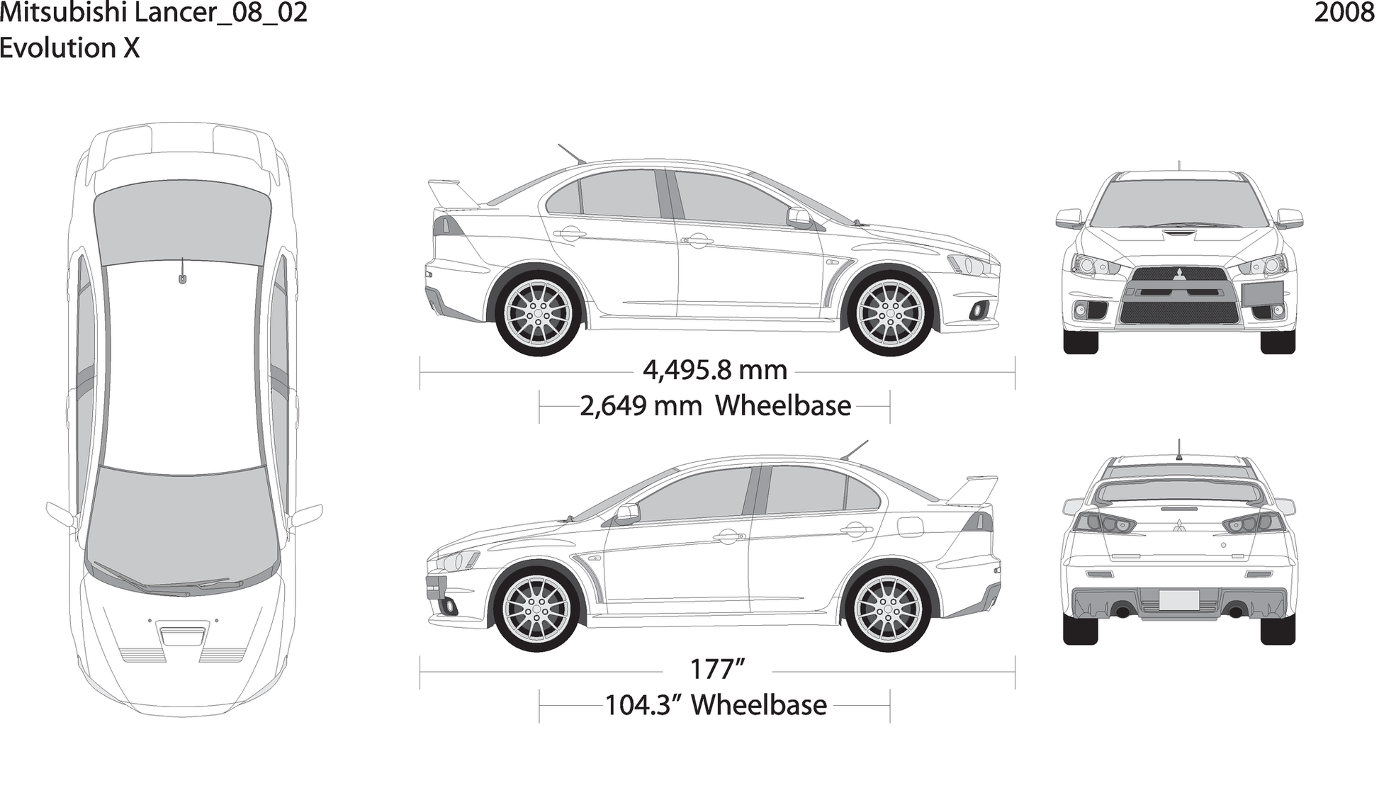 2008 Mitsubishi Lancer V02 Vehicle Wrap Template