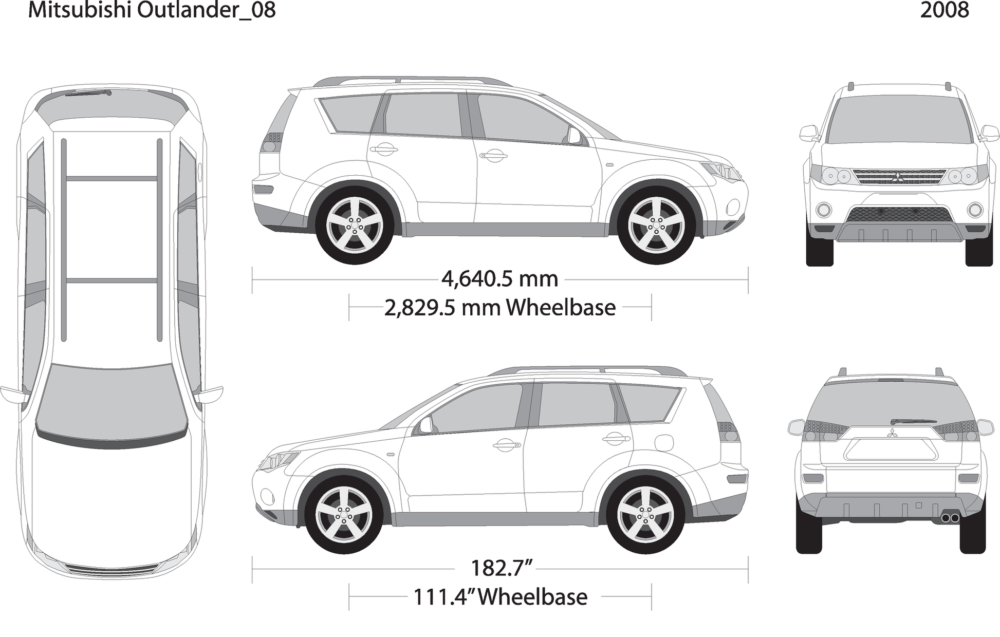 2008 Mitsubishi Outlander V08 Vehicle Wrap Template