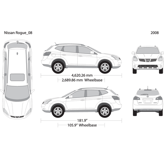 2008 Nissan Rogue V08 Vehicle Wrap Template