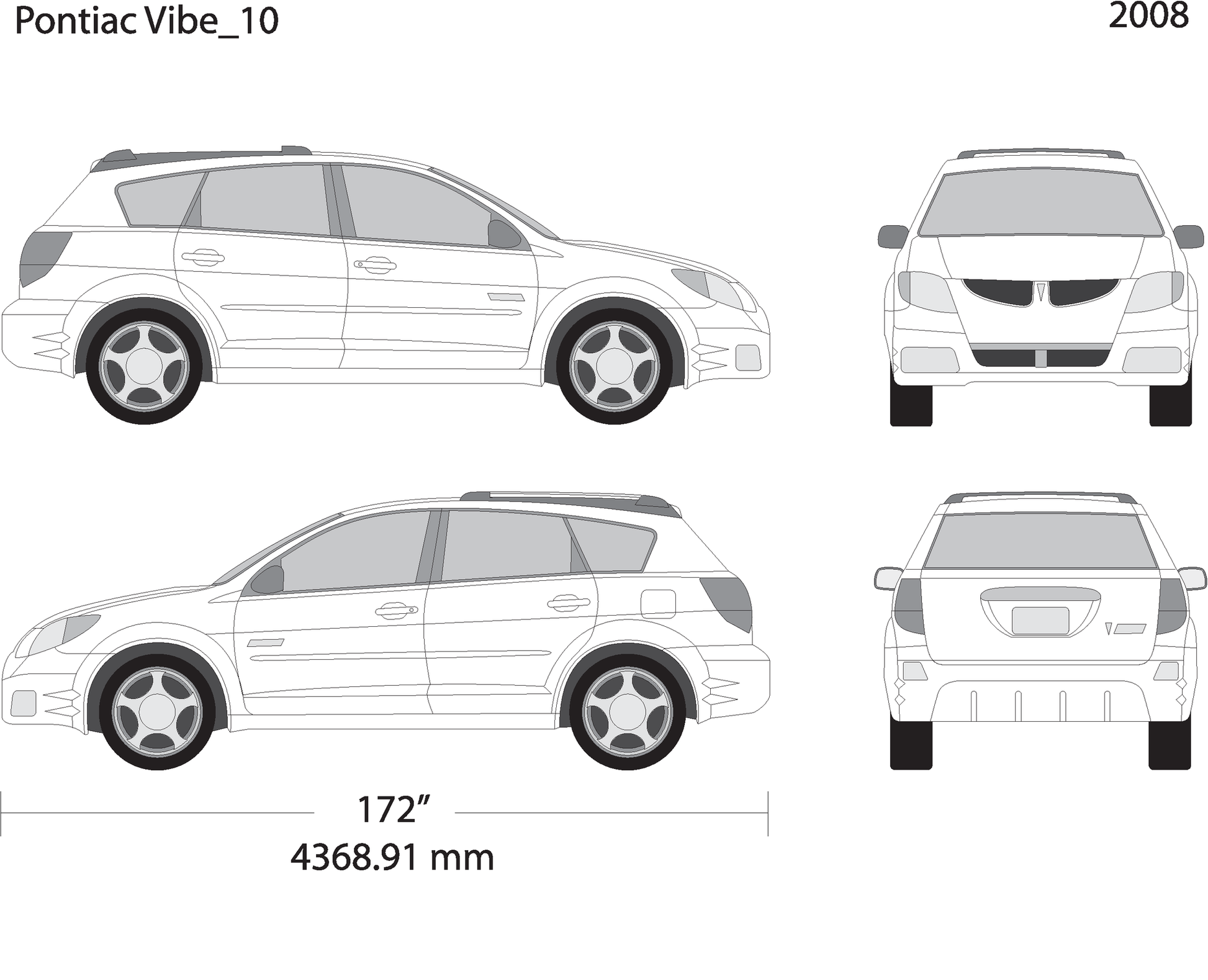 2008 Pontiac Vibe V10 Vehicle Wrap Template