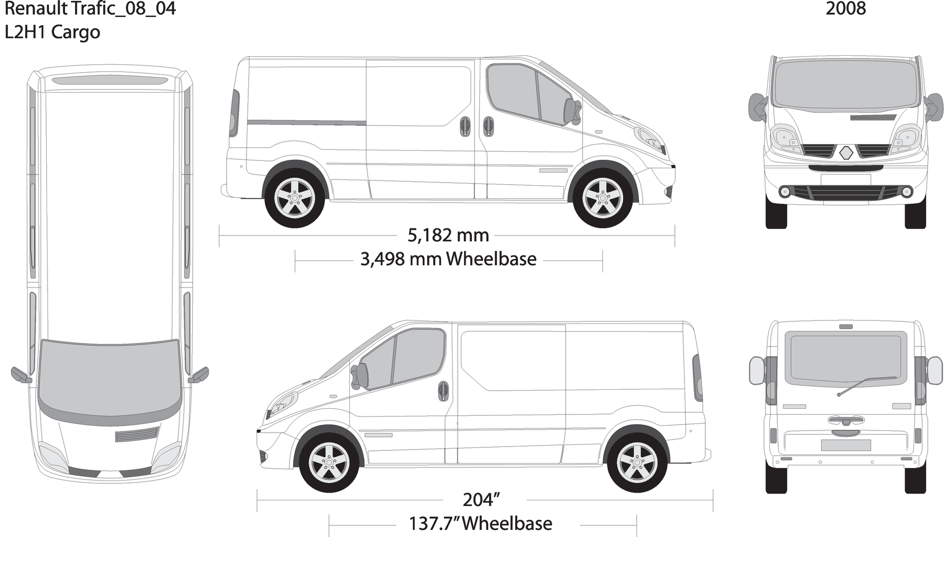 2008 Renault Trafic V04 Vehicle Wrap Template