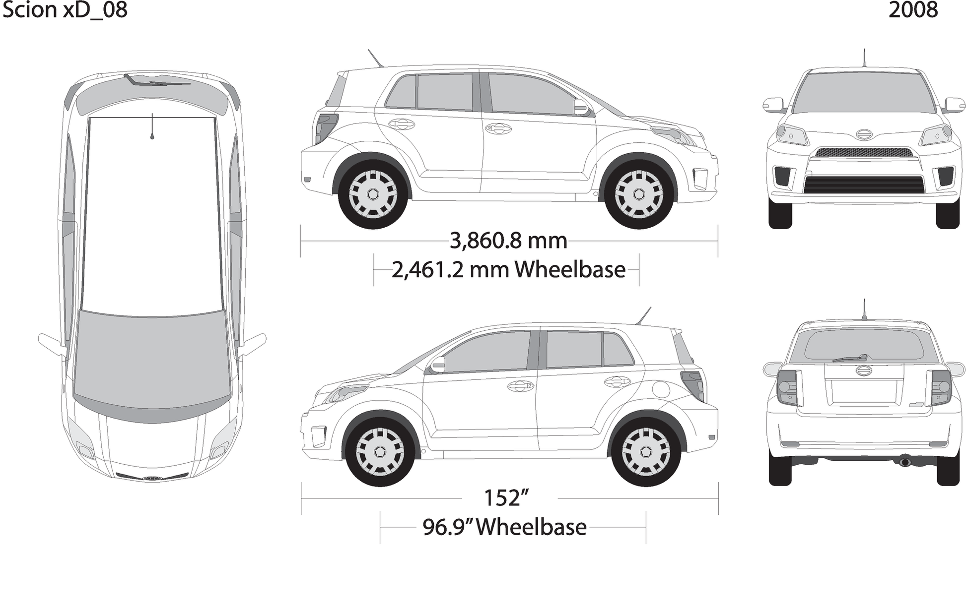 2008 Scion Xd V08 Vehicle Wrap Template