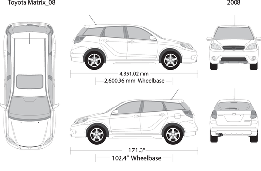 2008 Toyota Matrix V08 Vehicle Wrap Template