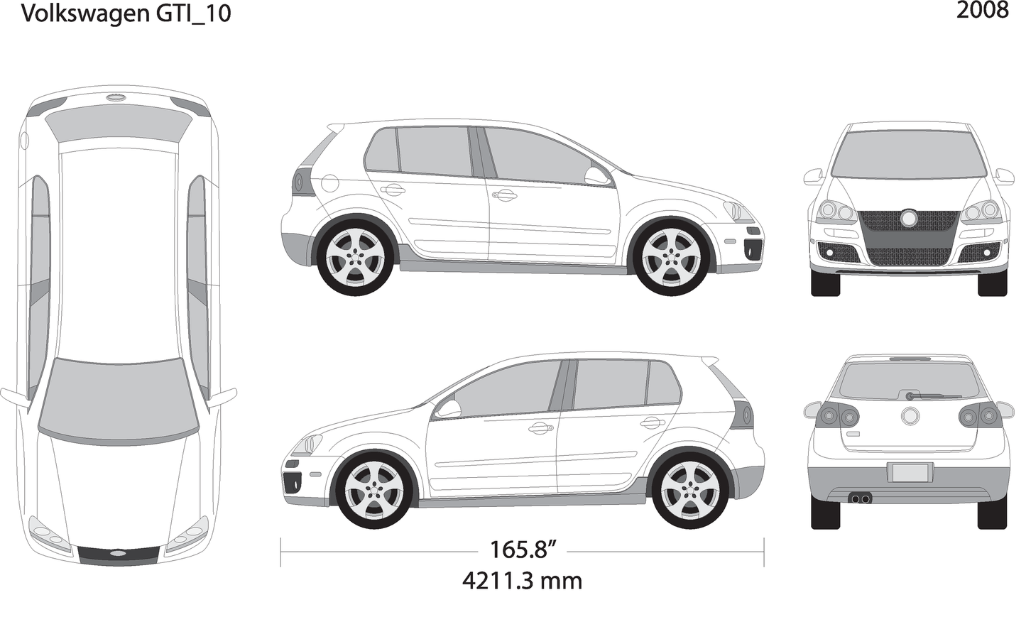 2008 Volkswagen Gti V10 Vehicle Wrap Template