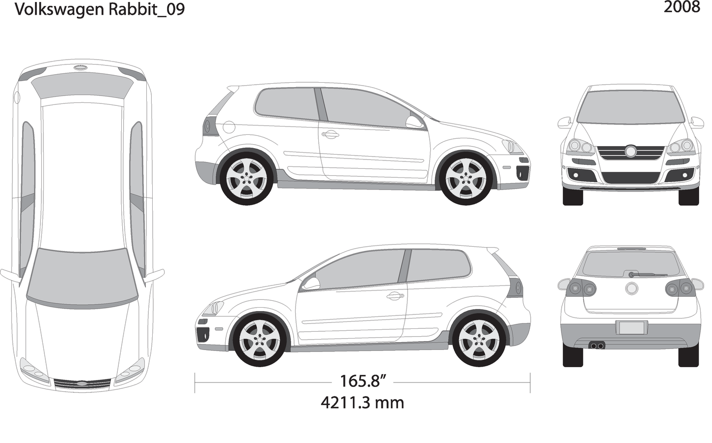 2008 Volkswagen Rabbit V09 Vehicle Wrap Template