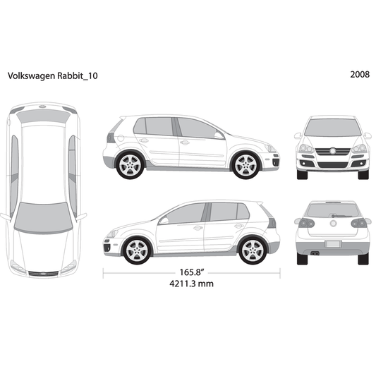 2008 Volkswagen Rabbit V10 Vehicle Wrap Template