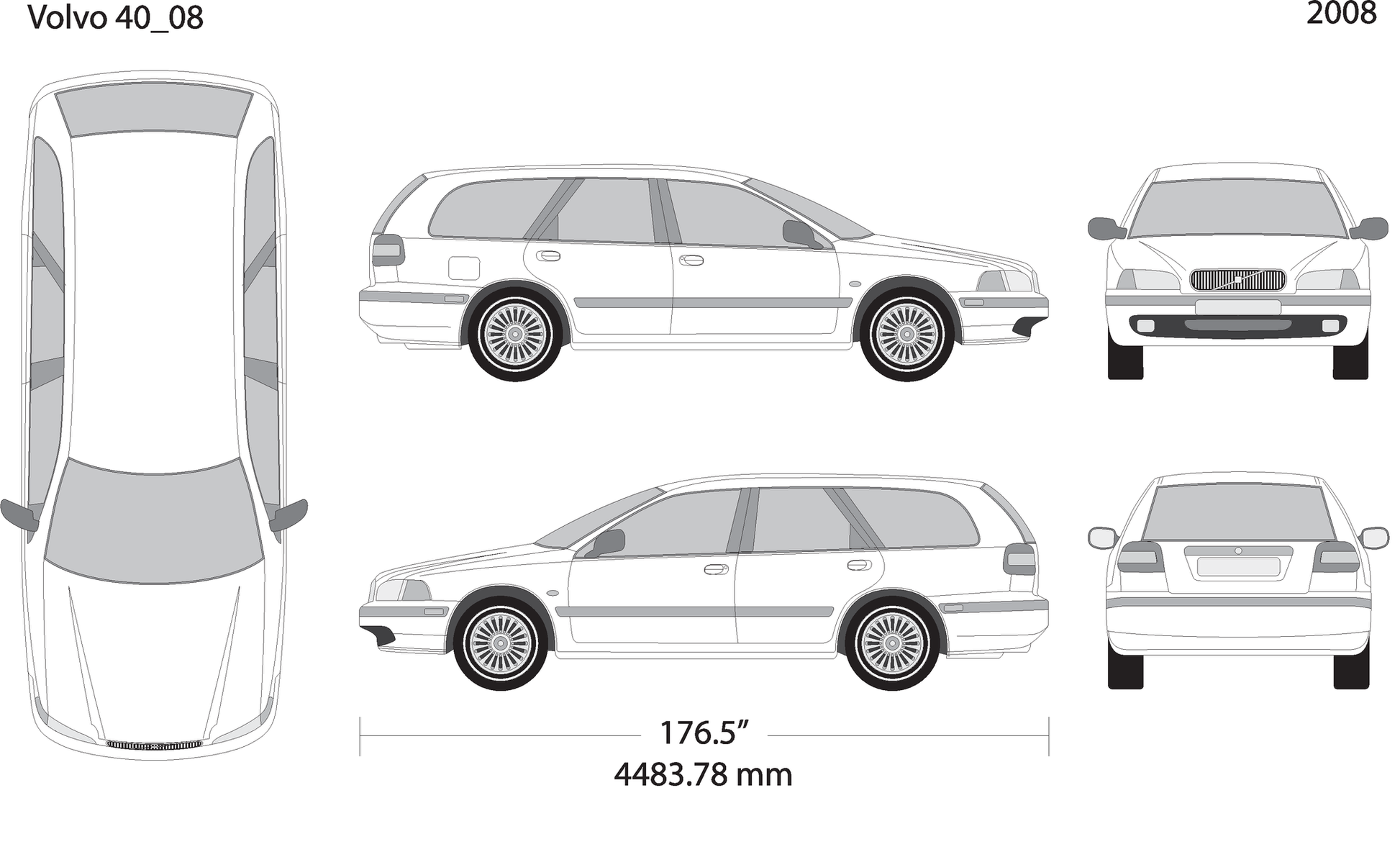 2008 Volvo Volvo 40 V08 Vehicle Wrap Template