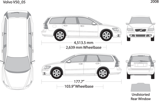 2008 Volvo Volvo V50 V05 Vehicle Wrap Template