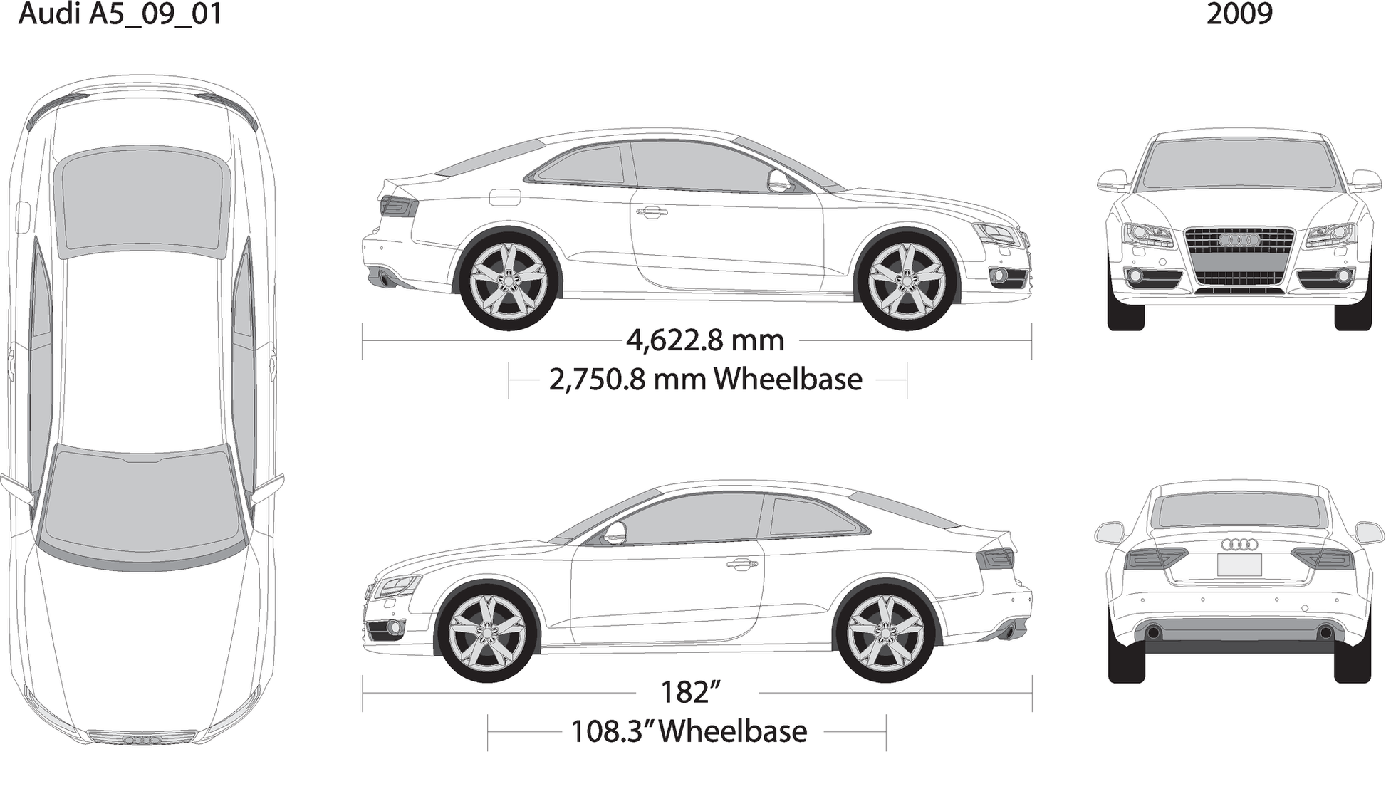 2009 Audi A5 V01 Vehicle Wrap Template