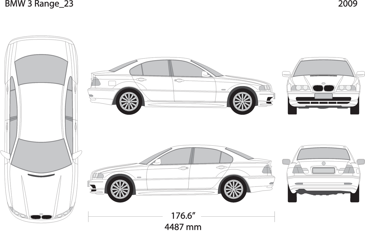 2009 Bmw 3 V23 Vehicle Wrap Template