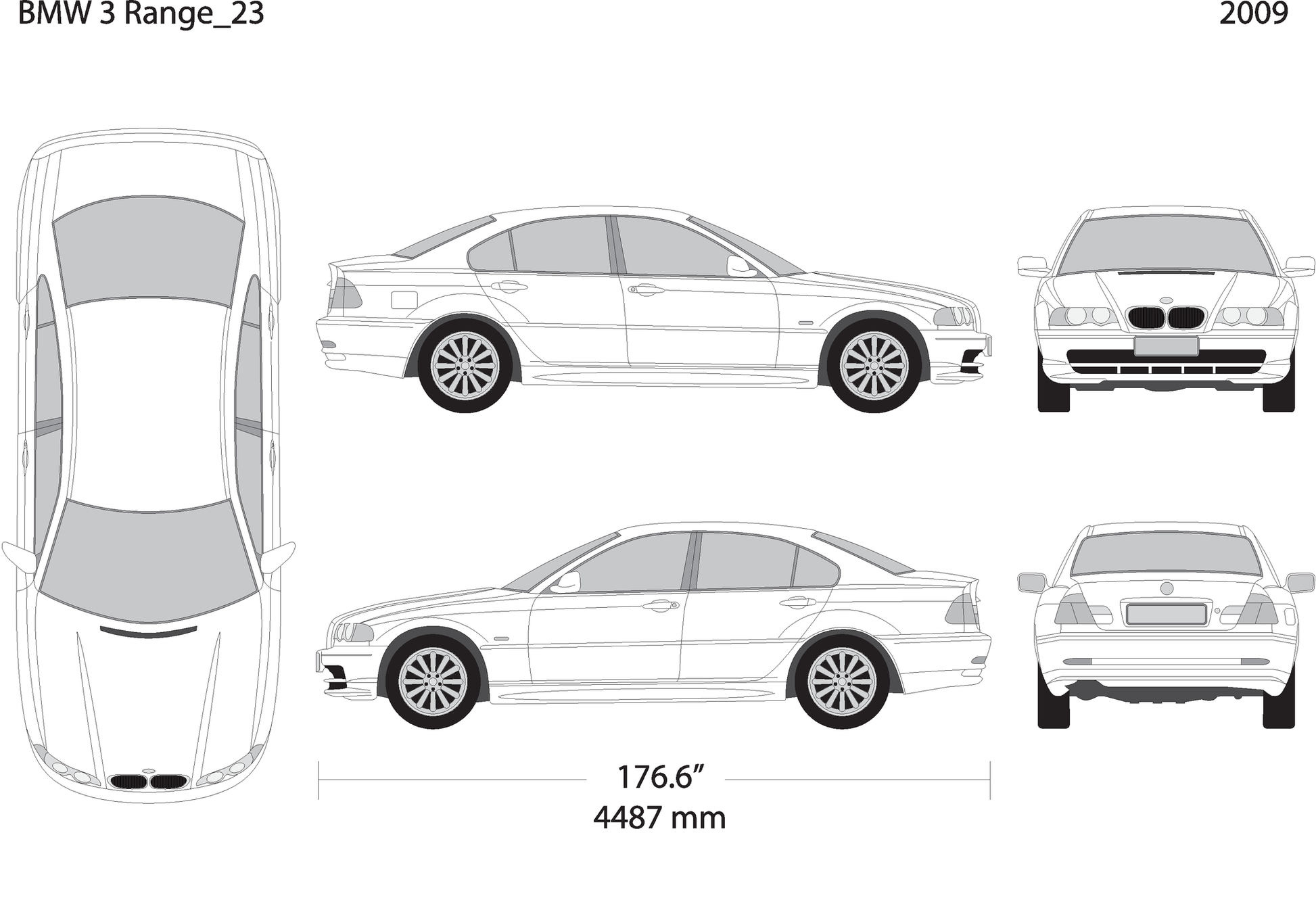 2009 Bmw 3 V23 Vehicle Wrap Template