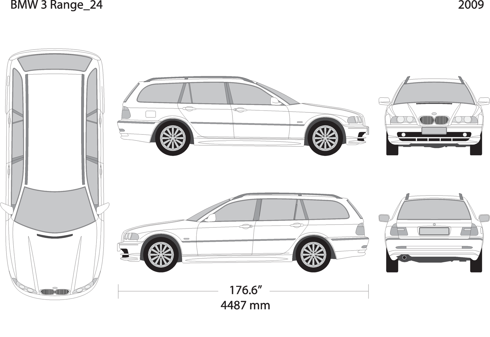 2009 Bmw 3 V24 Vehicle Wrap Template