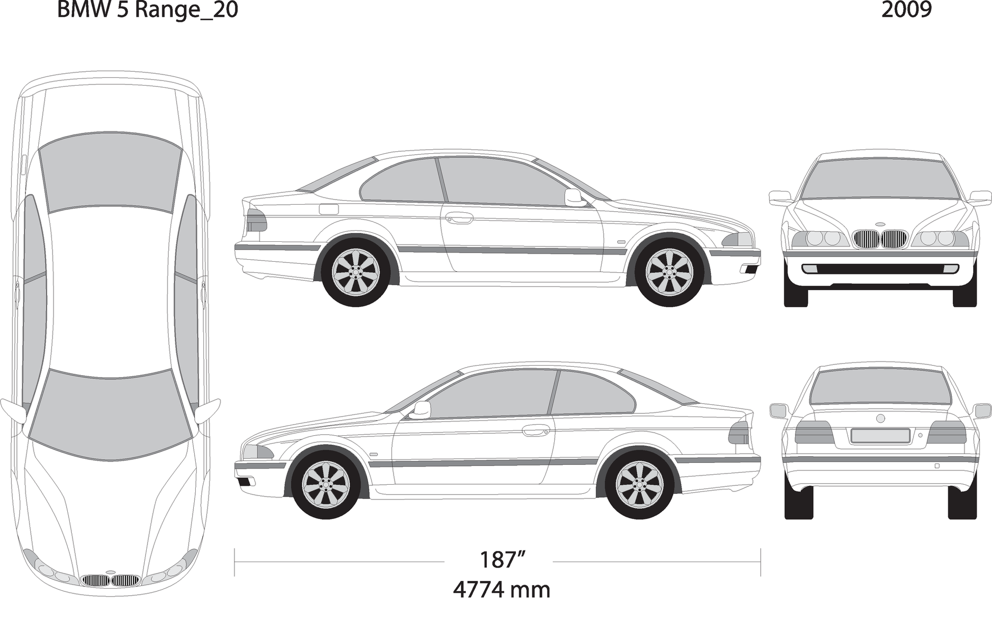 2009 Bmw 5 V20 Vehicle Wrap Template