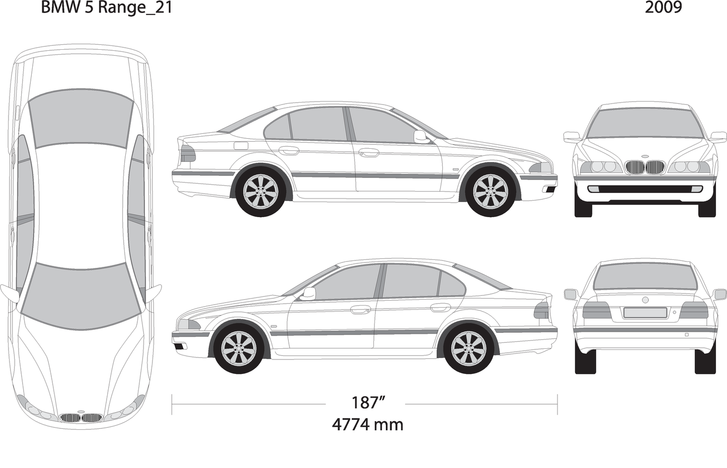 2009 Bmw 5 V21 Vehicle Wrap Template