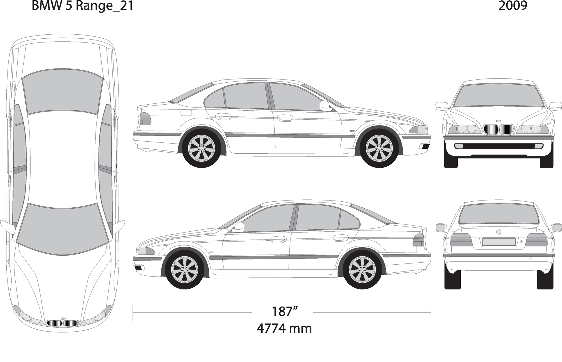 2009 Bmw 5 V21 Vehicle Wrap Template