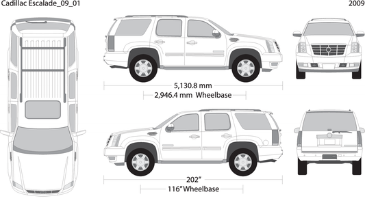 2009 Cadillac Escalade V01 Vehicle Wrap Template