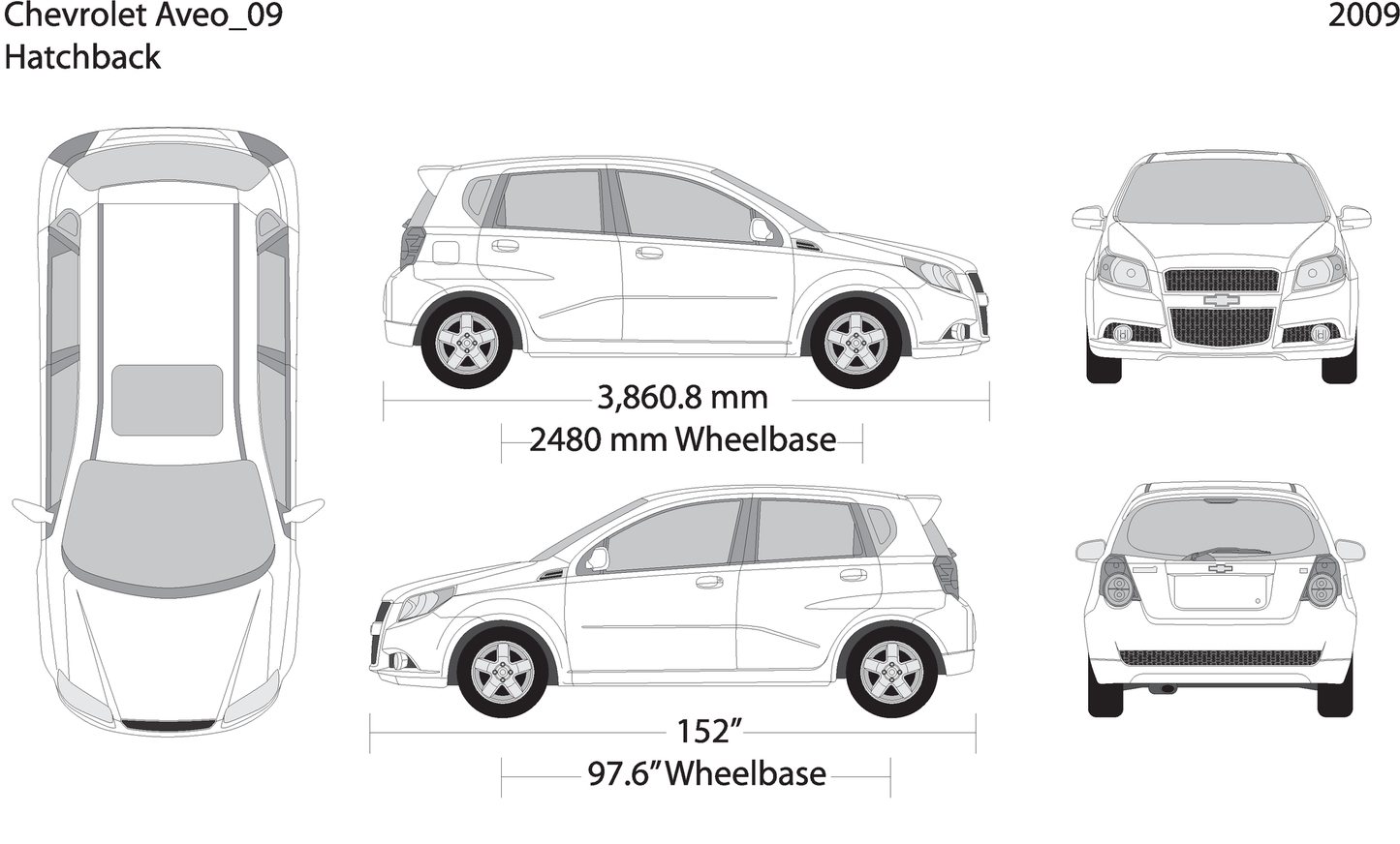 2009 Chevy Aveo Hatchback V09 Vehicle Wrap Template