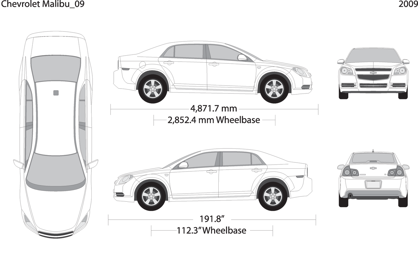 2009 Chevy Malibu V09 Vehicle Wrap Template