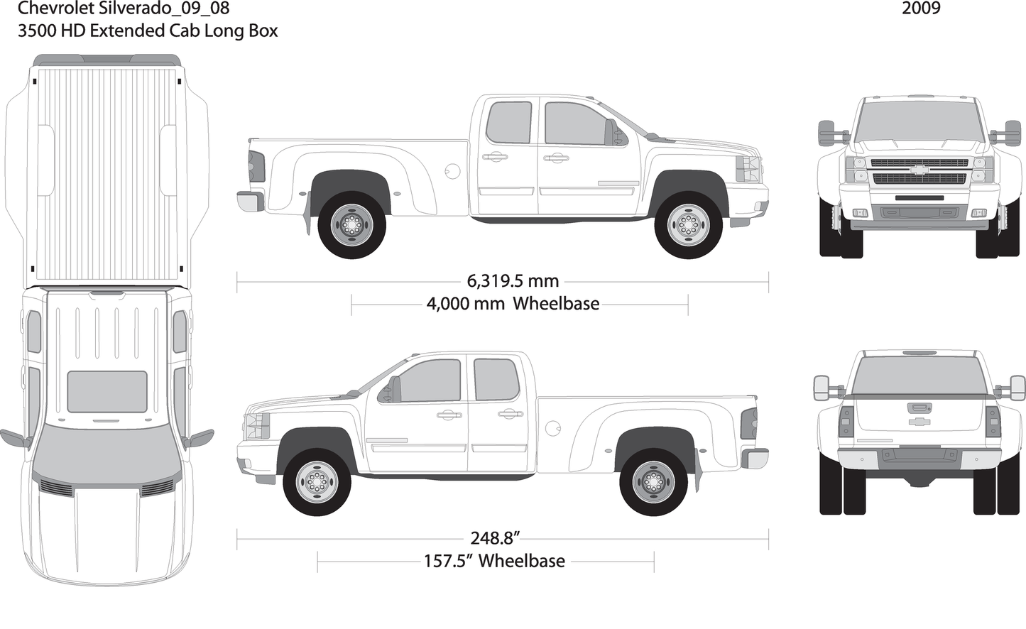 2009 Chevy Silverado 2500 3500 Hd V08 Vehicle Wrap Template