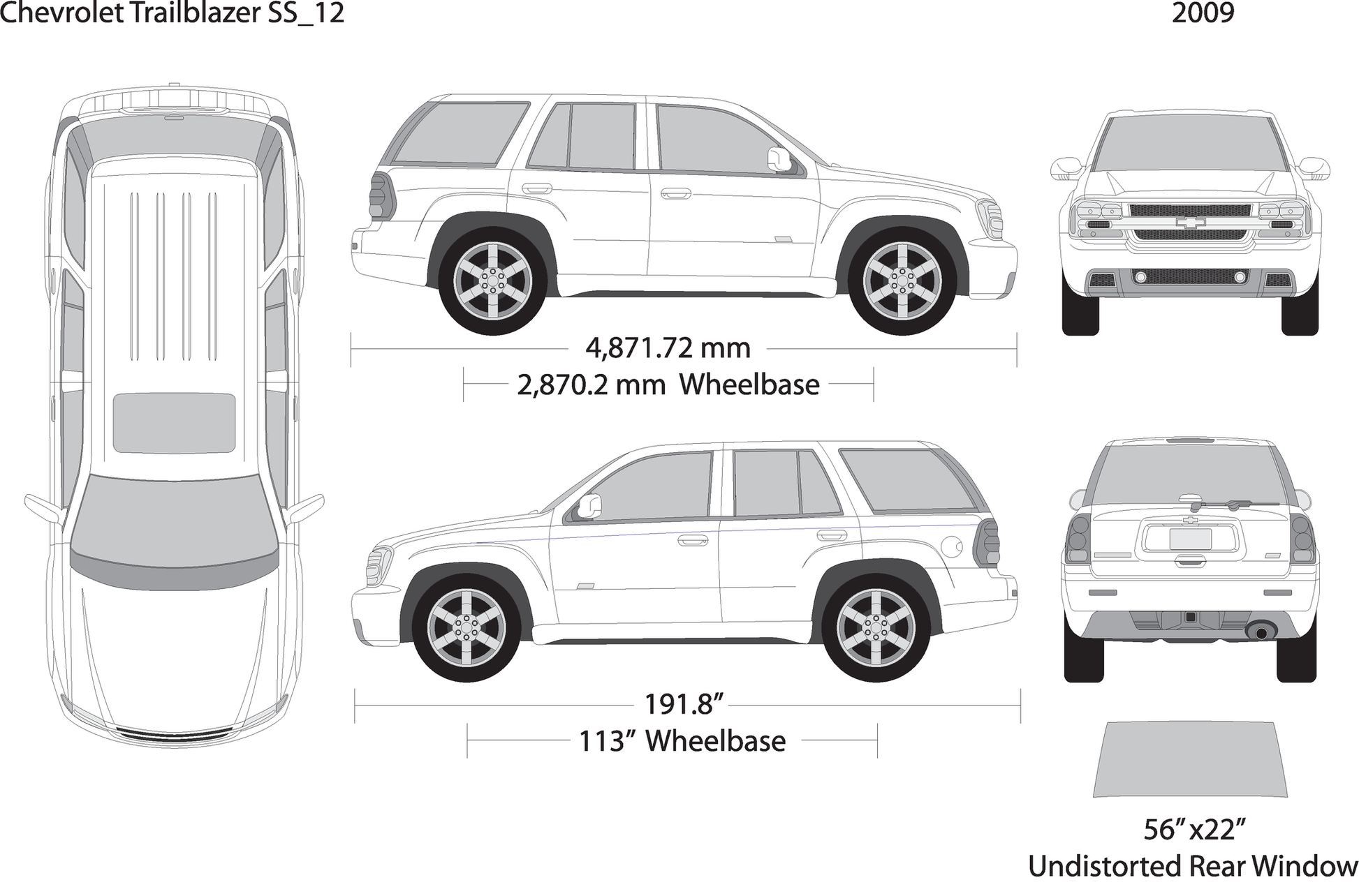 2009 Chevy Trailblazer V12 Vehicle Wrap Template
