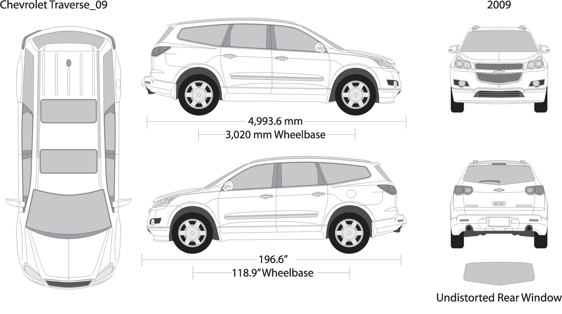 2009 Chevy Traverse V09 Vehicle Wrap Template