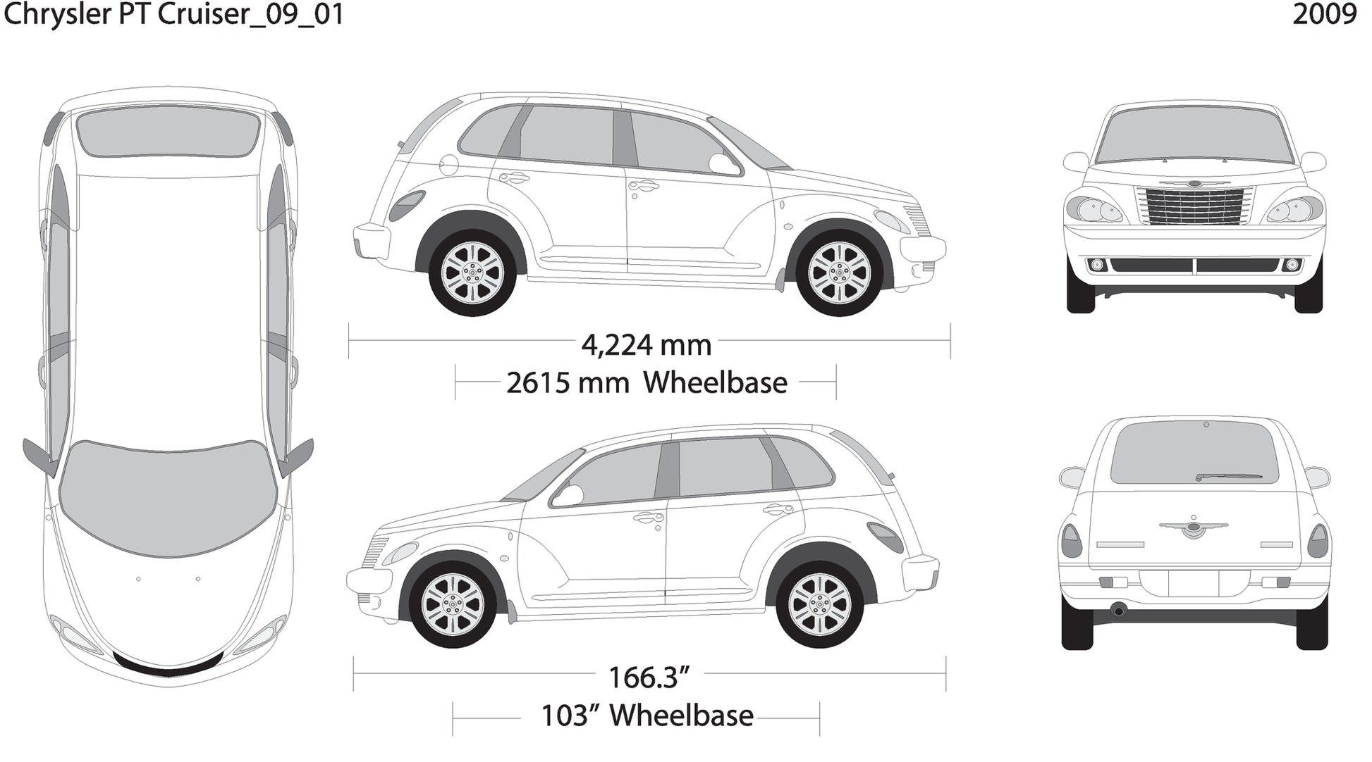 2009 Chrysler Pt Cruiser V01 Vehicle Wrap Template