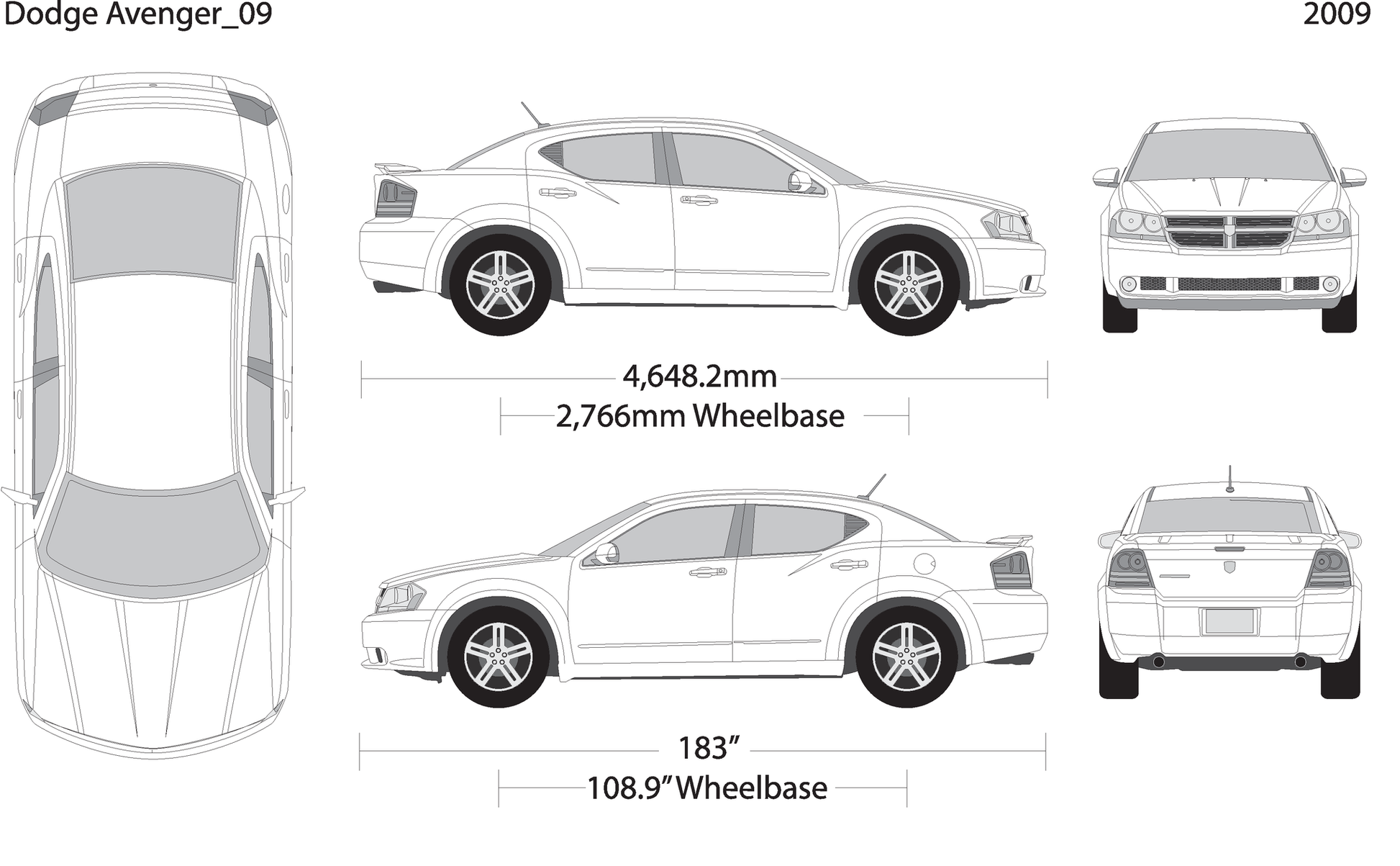 2009 Dodge Avenger V09 Vehicle Wrap Template
