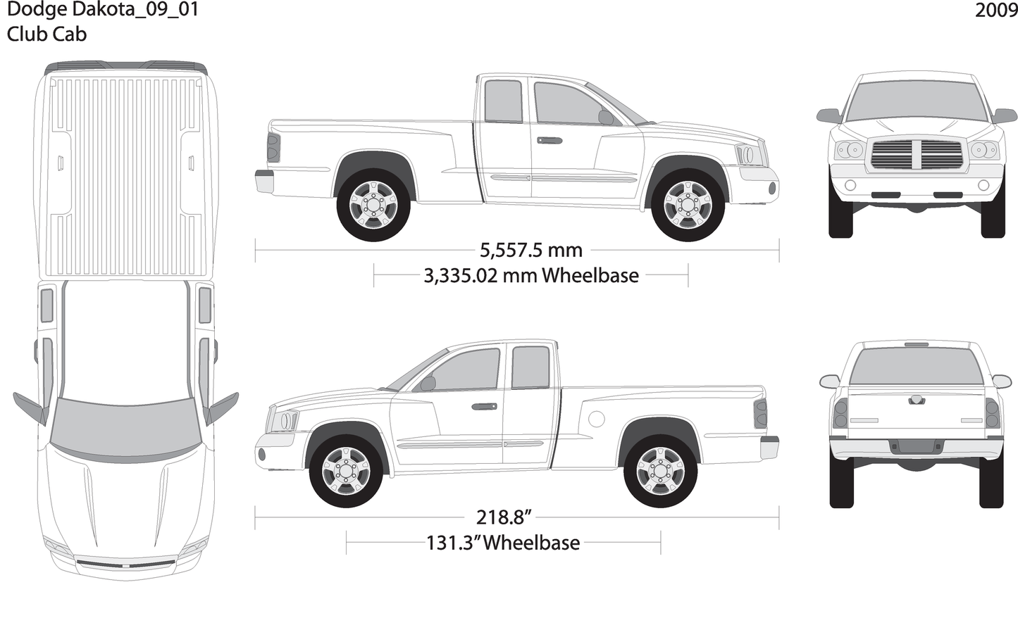 2009 Dodge Dakota V01 Vehicle Wrap Template