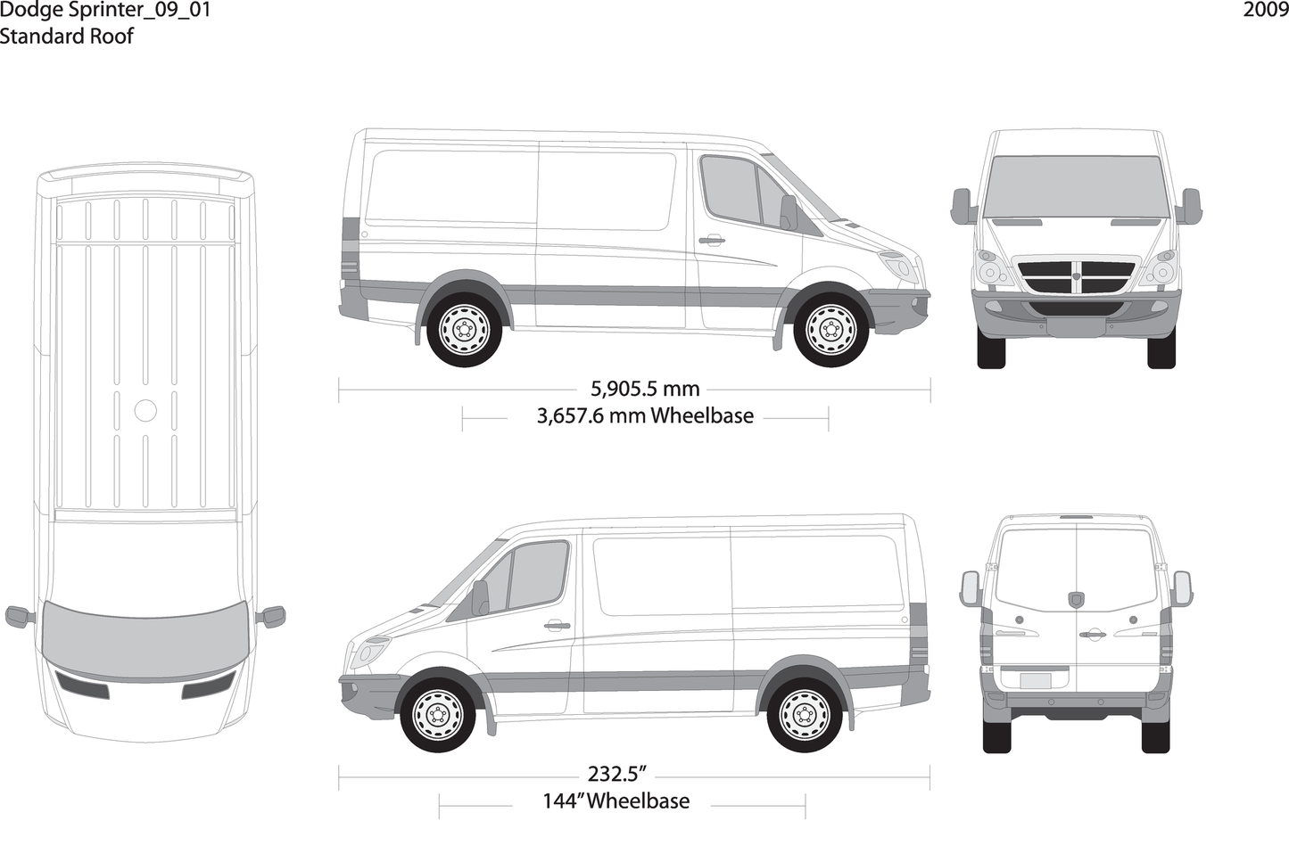 2009 Dodge Sprinter V01 Vehicle Wrap Template
