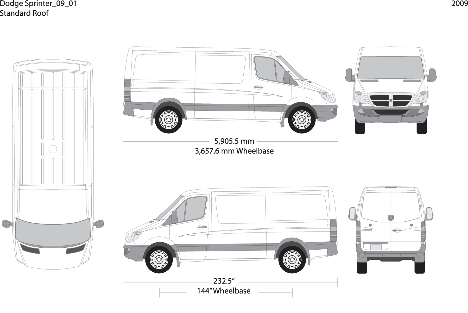 2009 Dodge Sprinter V01 Vehicle Wrap Template
