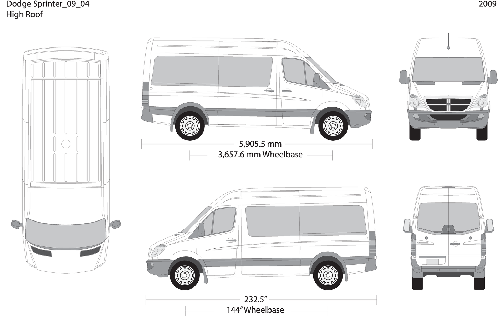 2009 Dodge Sprinter V04 Vehicle Wrap Template
