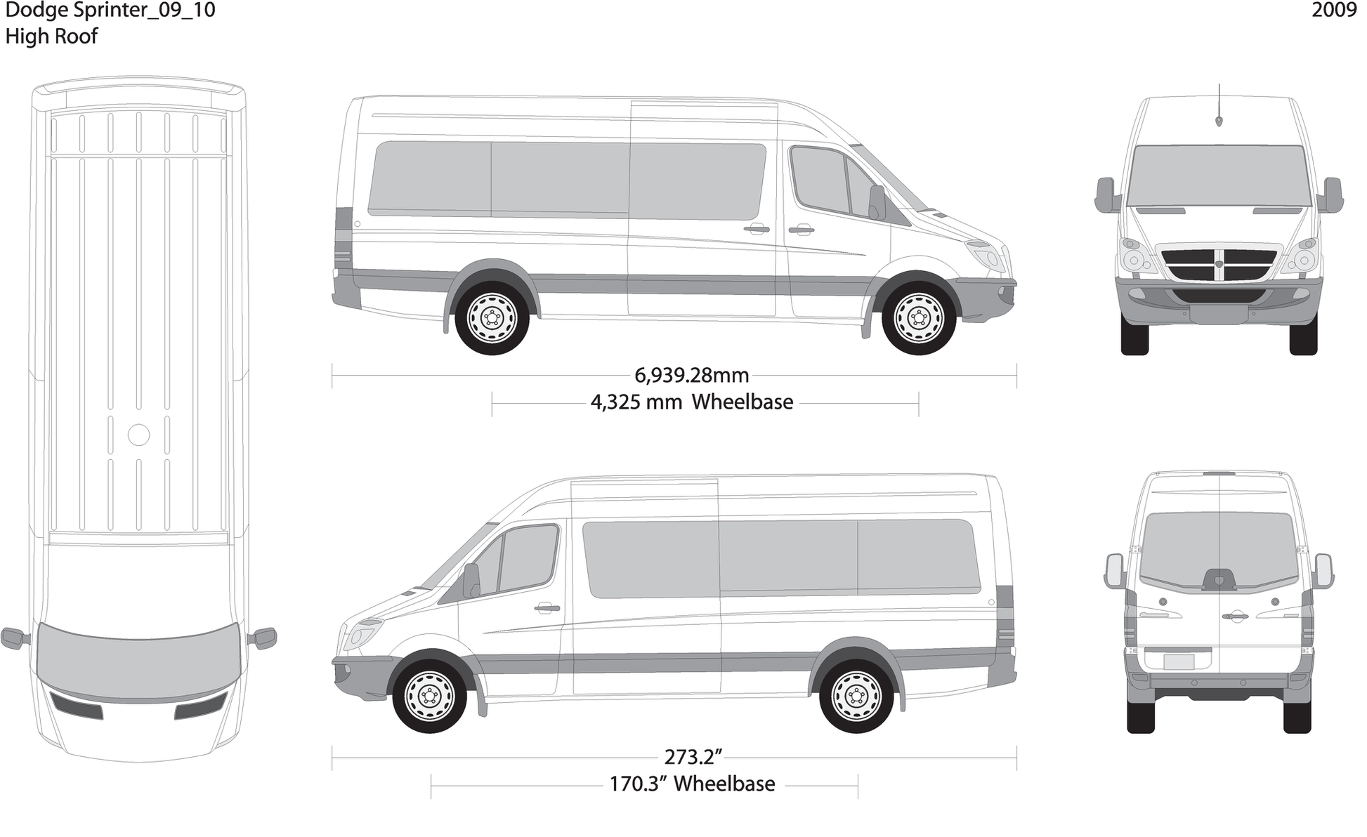 2009 Dodge Sprinter V10 Vehicle Wrap Template
