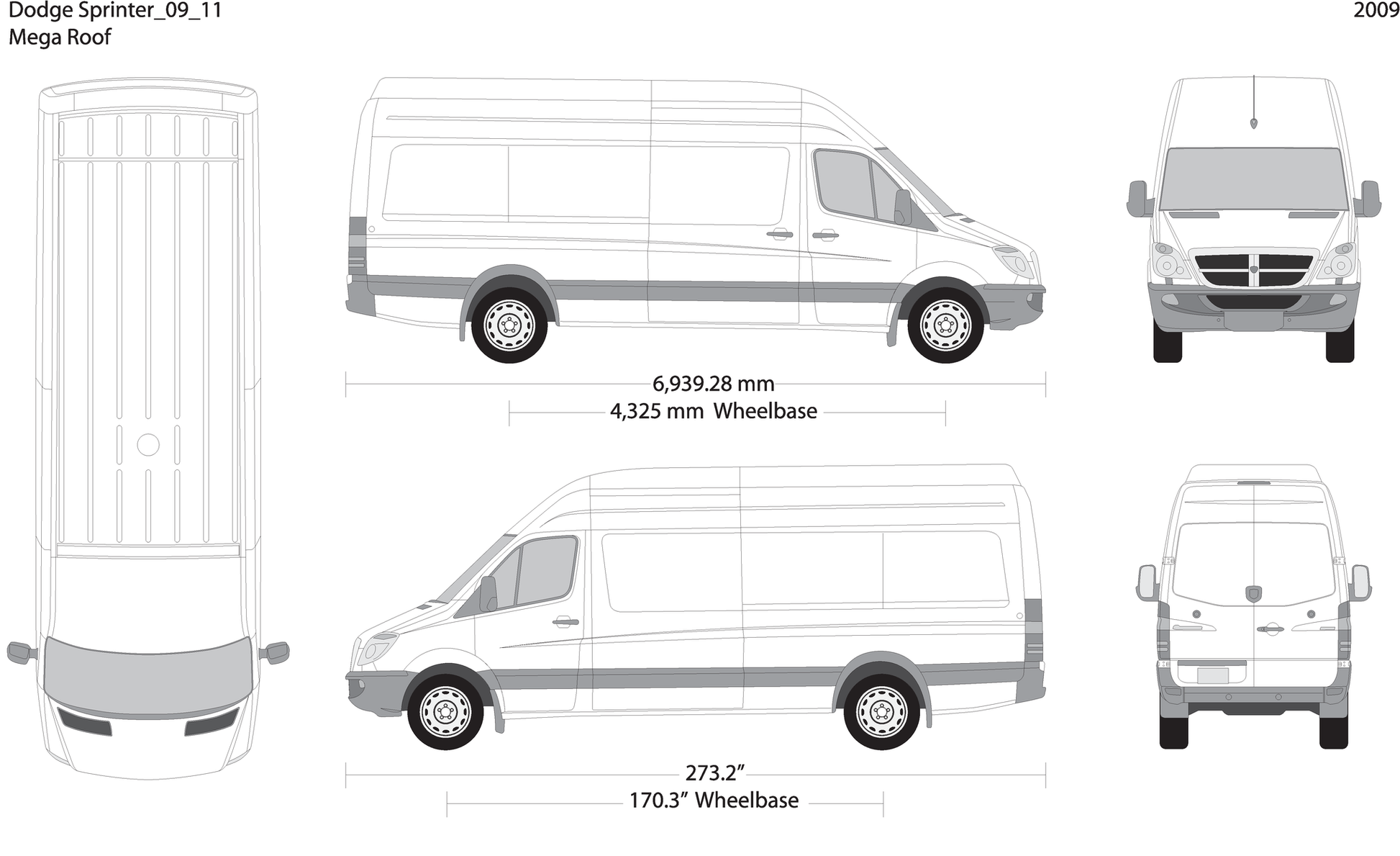 2009 Dodge Sprinter V11 Vehicle Wrap Template
