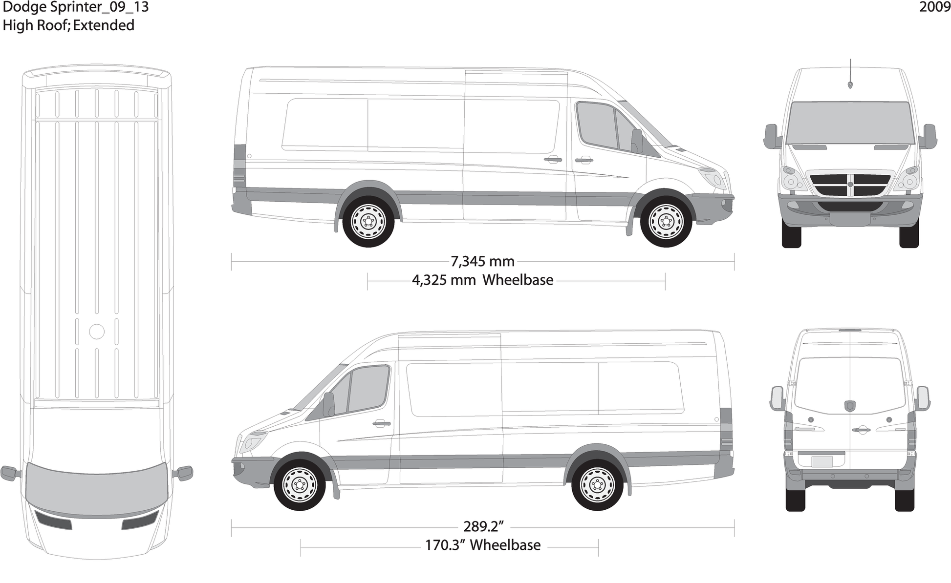 2009 Dodge Sprinter V13 Vehicle Wrap Template