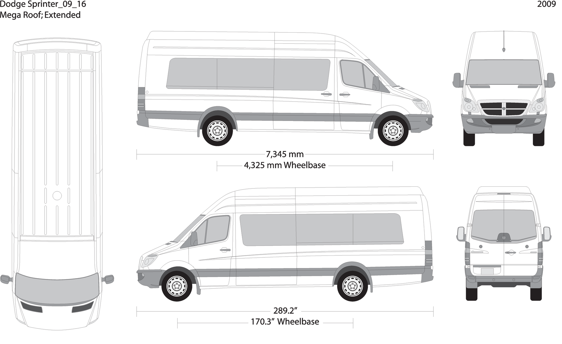 2009 Dodge Sprinter V16 Vehicle Wrap Template