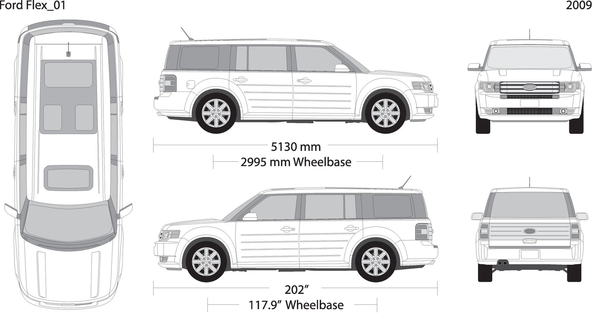 2009 Ford Flex V09 Vehicle Wrap Template